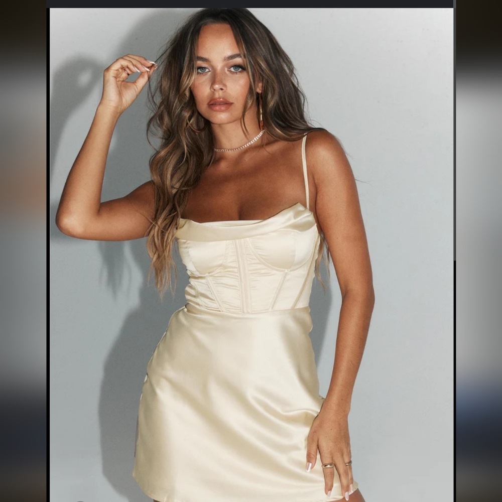 Princess Polly spotlight mini dress champagne